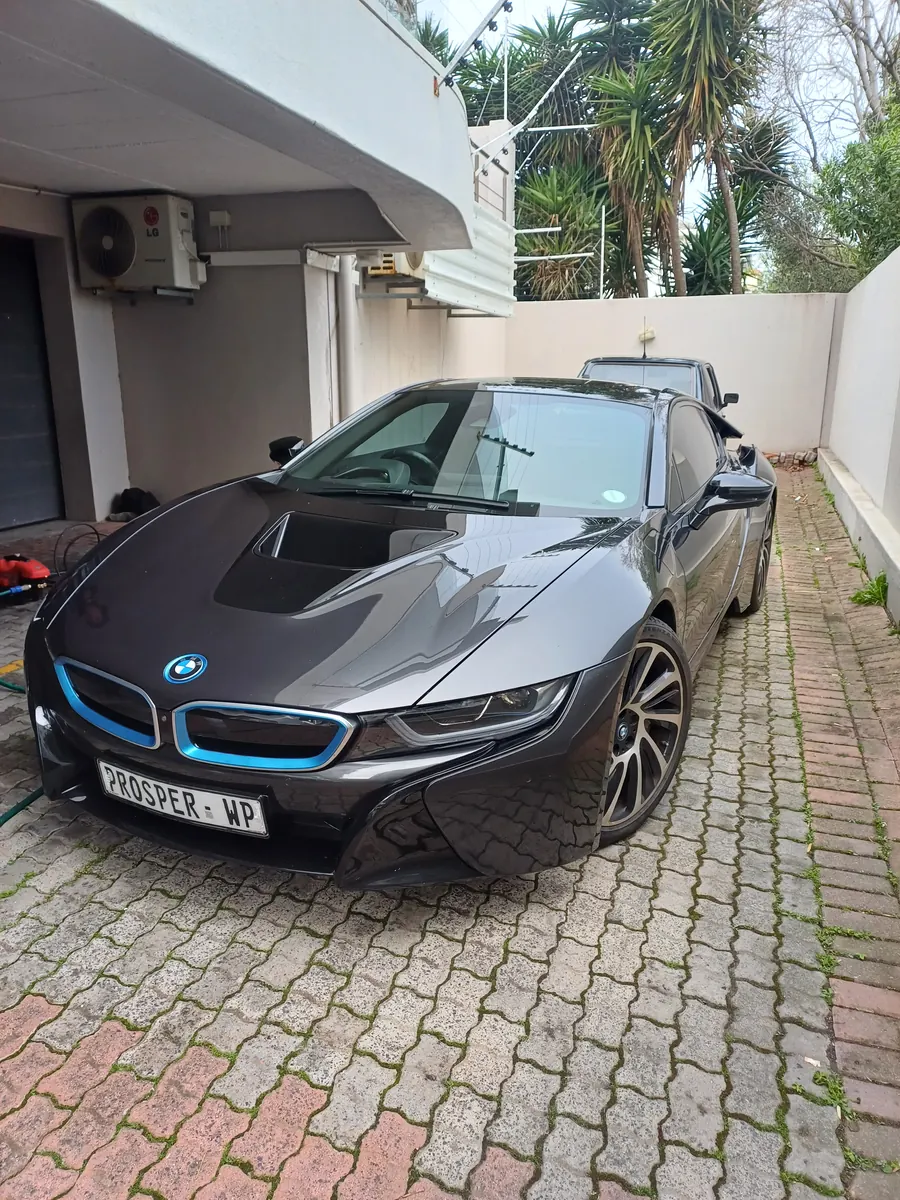 BMW i8 with doors up after detailing